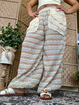 Alternate view of POL Aqua & Peach Spring Floral Pants
