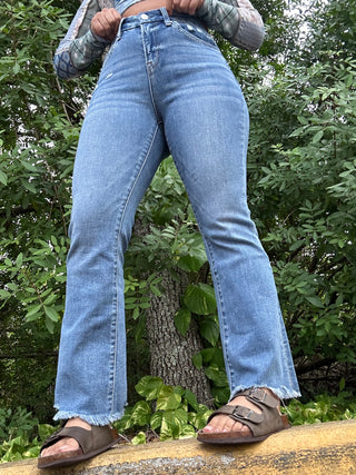 MICA F149 Jeans Vintage Crop Flare Med Wash High Rise