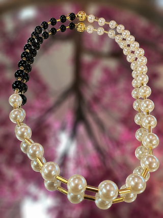Alternate view of Black & White Pearl Magnetic Necklace
