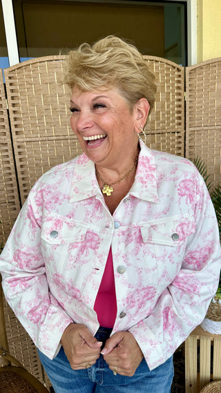 Alternate view of Pretty in Pink Lightweight Denim Jacket OVERSIZED
