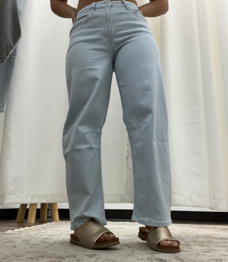 Vervet V3680STR Gypsy Fit High Rise Stripe Barrel Jeans
