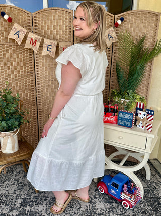 Alternate view of Coastal Classic White Lace Accent Dress
