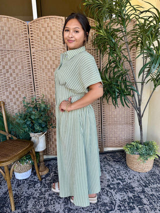 Alternate view of Summer in Sage Button Front Dress
