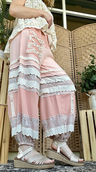 Alternate view of POL Lace & Barrel Dreams Pink Jogger
