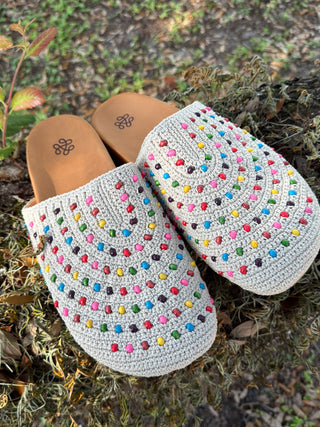 Skittle Me This Hand Crochet Clogs
