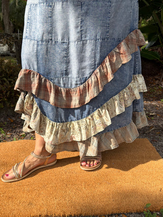 Alternate view of I'm the Problem Patchwork Ruffle Skirt
