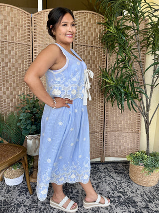 Alternate view of Walk in the Park Blue Embroidered Skirt Set
