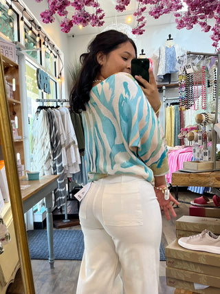 Alternate view of Ocean Blue Batwing Top ONE SIZE
