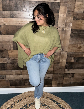 Avocado Green Oversized Dolman Sweater