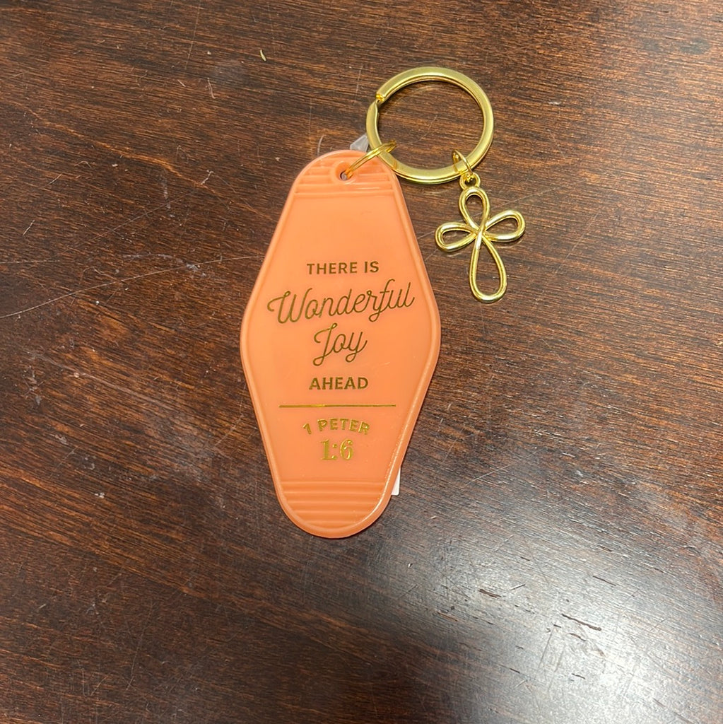 FINAL SALE Hotel Keychain - Dk Peach 1 Peter 1:6 - The Gypsy Belle Boutique