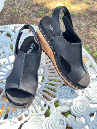 Alternate view of Corkys For Keeps Black Sandal Wedge
