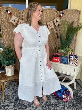 Alternate view of Coastal Classic White Lace Accent Dress
