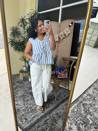 Alternate view of Blue Stripe Cotton Gauze Top
