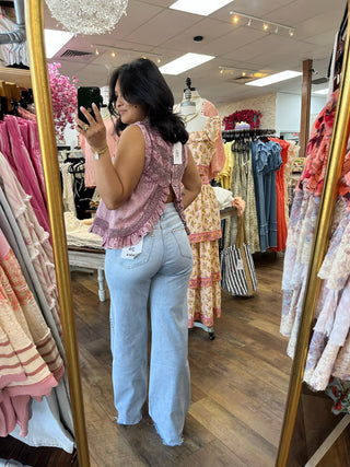 Mica Denim Studded Wide Leg Jeans