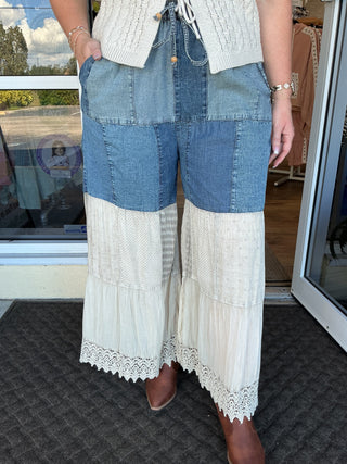 Young Threads Vintage Boho Tiered Patchwork Pants