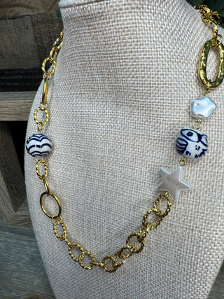 Blue Zebra Chic Star Necklace