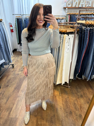 Davi & Dani Grey Sheer Diamond Layering Top