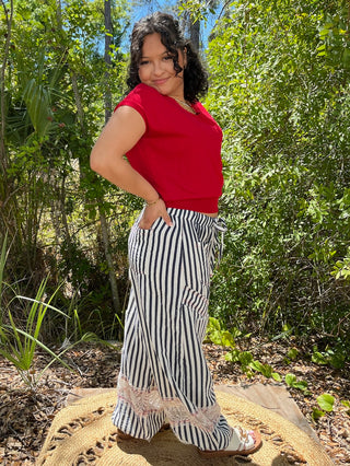 Alternate view of Like Love Red Cap Slv V Neck Knit Top

