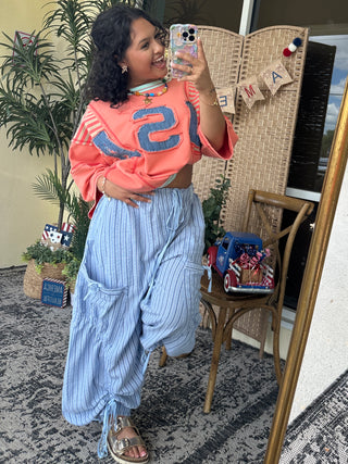 Alternate view of Easel Coral USA Terry Top Oversized
