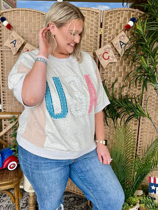 Alternate view of USA Pearl Heather Terry Top Oversized
