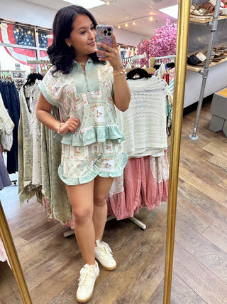 Alternate view of Birds of a Feather Sage Duck Short Set
