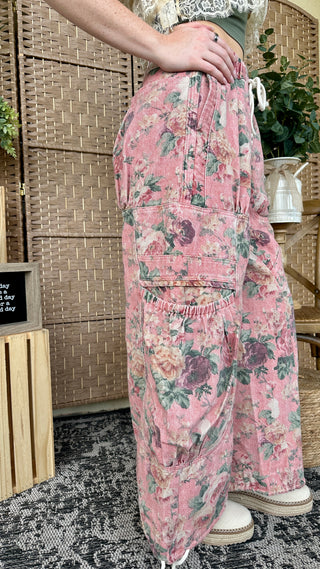 Alternate view of Pink Moon Bloom Floral Wideleg Jogger Pants
