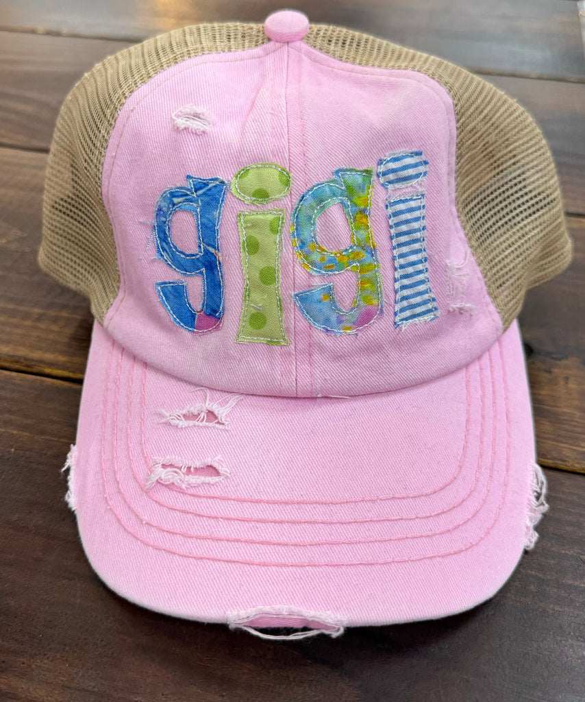 GIGI Lt Pink & Blue Pony Hat - The Gypsy Belle Boutique