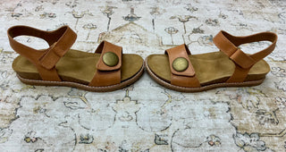Comfortiva - Gwen Luggage Brown Italian Leather Sandals WIDE WIDTH AVAILABLE