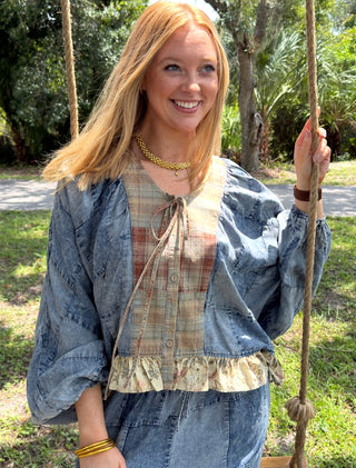 I'm the Problem Patchwork Ruffle Top
