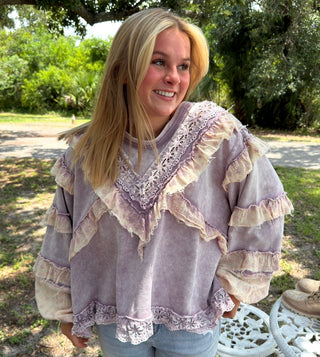 Destined To Be LILAC Boho Ruffle Top
