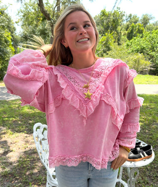 Destined To Be PINK Boho Ruffle Top
