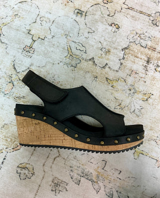 Corkys For Keeps Black Sandal Wedge