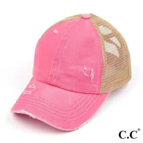 Vibrant hot pink hat with customizable initials from Initial This Hat Bar, adding a personalized touch to stylish headwear.