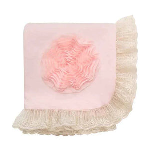 Haute Baby Pink Lullaby Ivory Lace Receiving Blanket