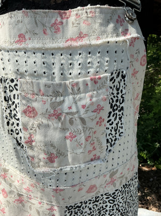 POL Twill Overalls Cream w/ Floral & Animal Print