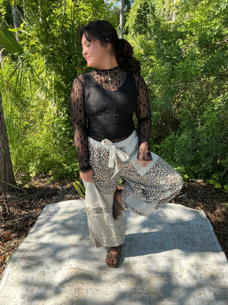 POL Patchwork Jogger Almond & Leopard Print