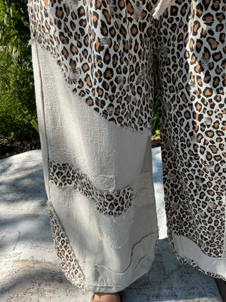 POL Patchwork Jogger Almond & Leopard Print