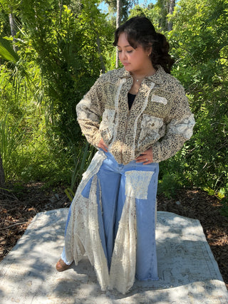 POL Tan Leopard Twill Zipper Jacket