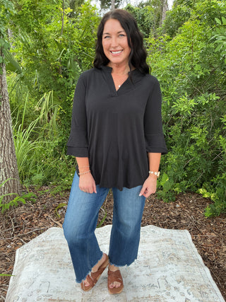 Dear Scarlett Solid Bell Sleeve Top (3 COLORS)