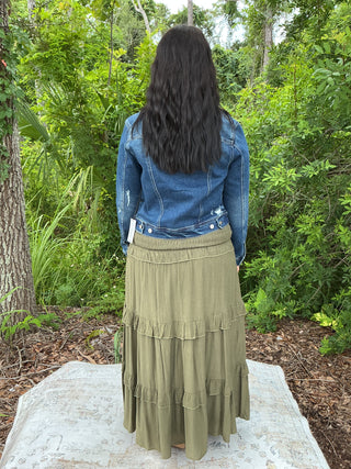 Listicle Smocked Ruffle Tiered Maxi Skirt or Midi Dress (3 COLORS)