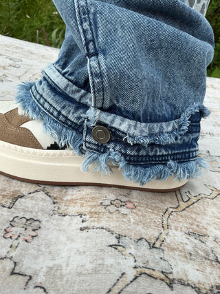 Oli & Hali Denim Washed Patch Leopard Print Jeans