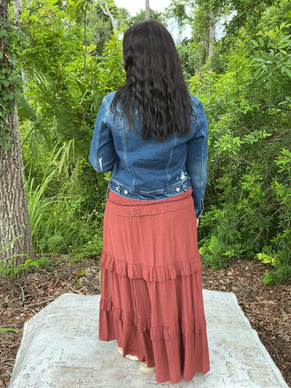 Listicle Smocked Ruffle Tiered Maxi Skirt or Midi Dress (3 COLORS)