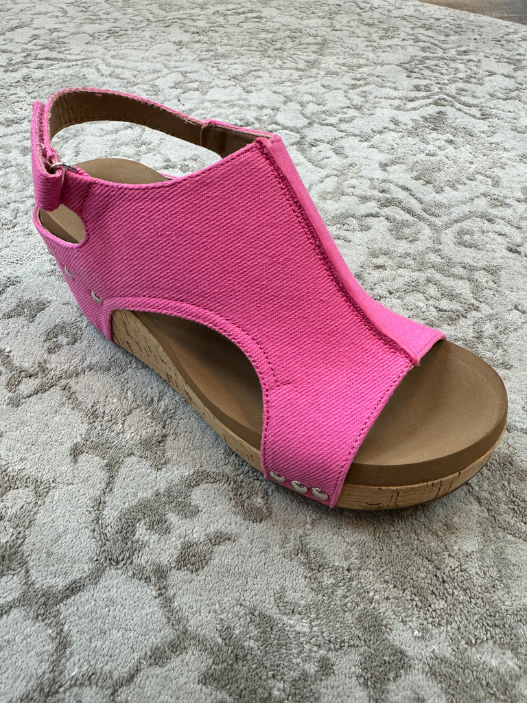 FINAL SALE Corkys - Hot Pink Canvas Carley Wedge - The Gypsy Belle Boutique