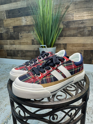Corkys Thats Her Navy Plaid Sneaker