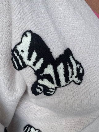 Zebra Soft Knit Cardigan Sweater