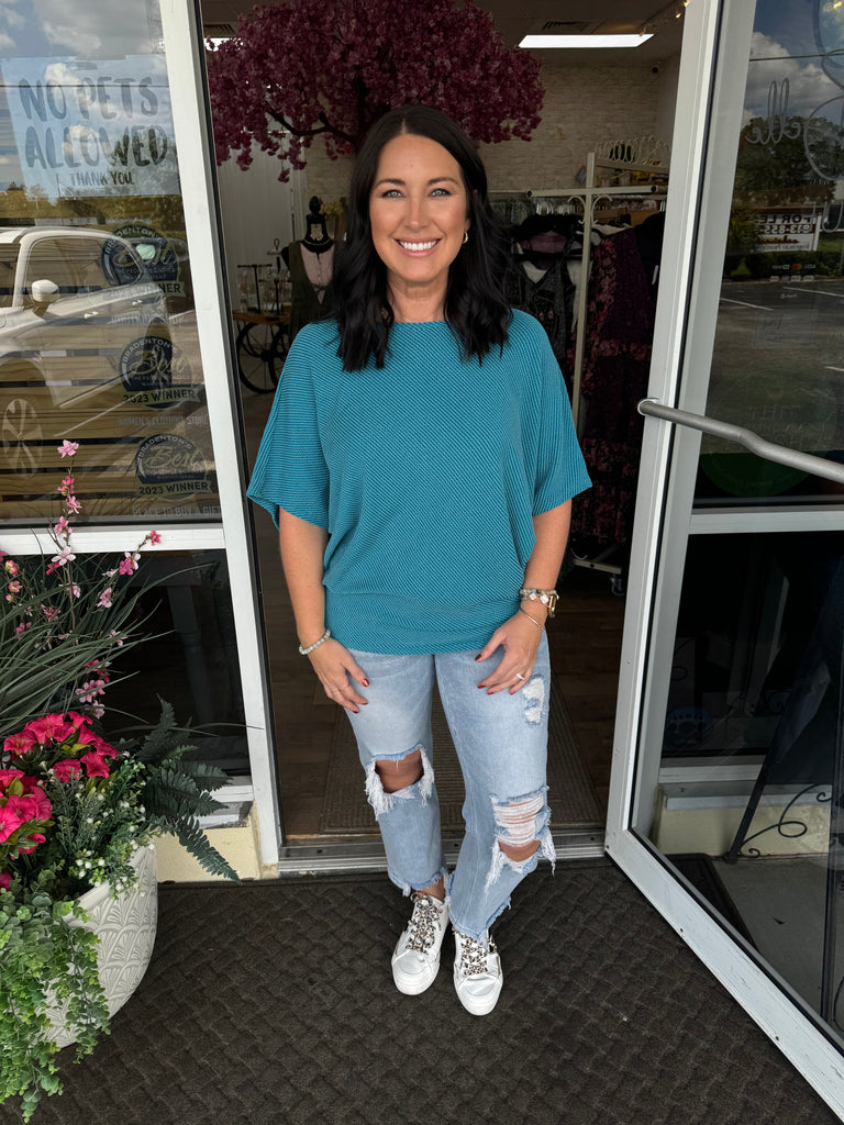 TEAL Comfy Cord Favorite Top - The Gypsy Belle Boutique