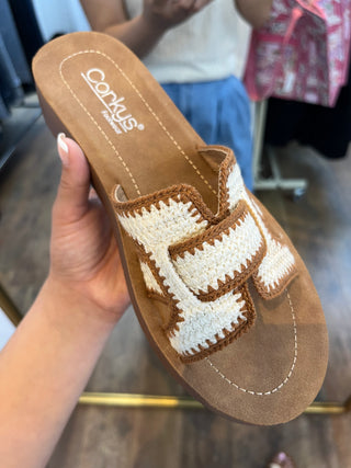 Corkys On The Edge Tan & Ivory Sandal