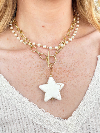 Harmony White Star Toggle Necklace
