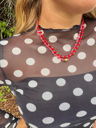 Alternate view of Red Glass Bead Magnetic Necklace
