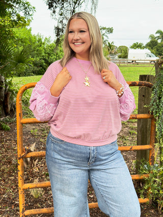 Good Luck Babe Orchid Stripe Top OVERSIZED
